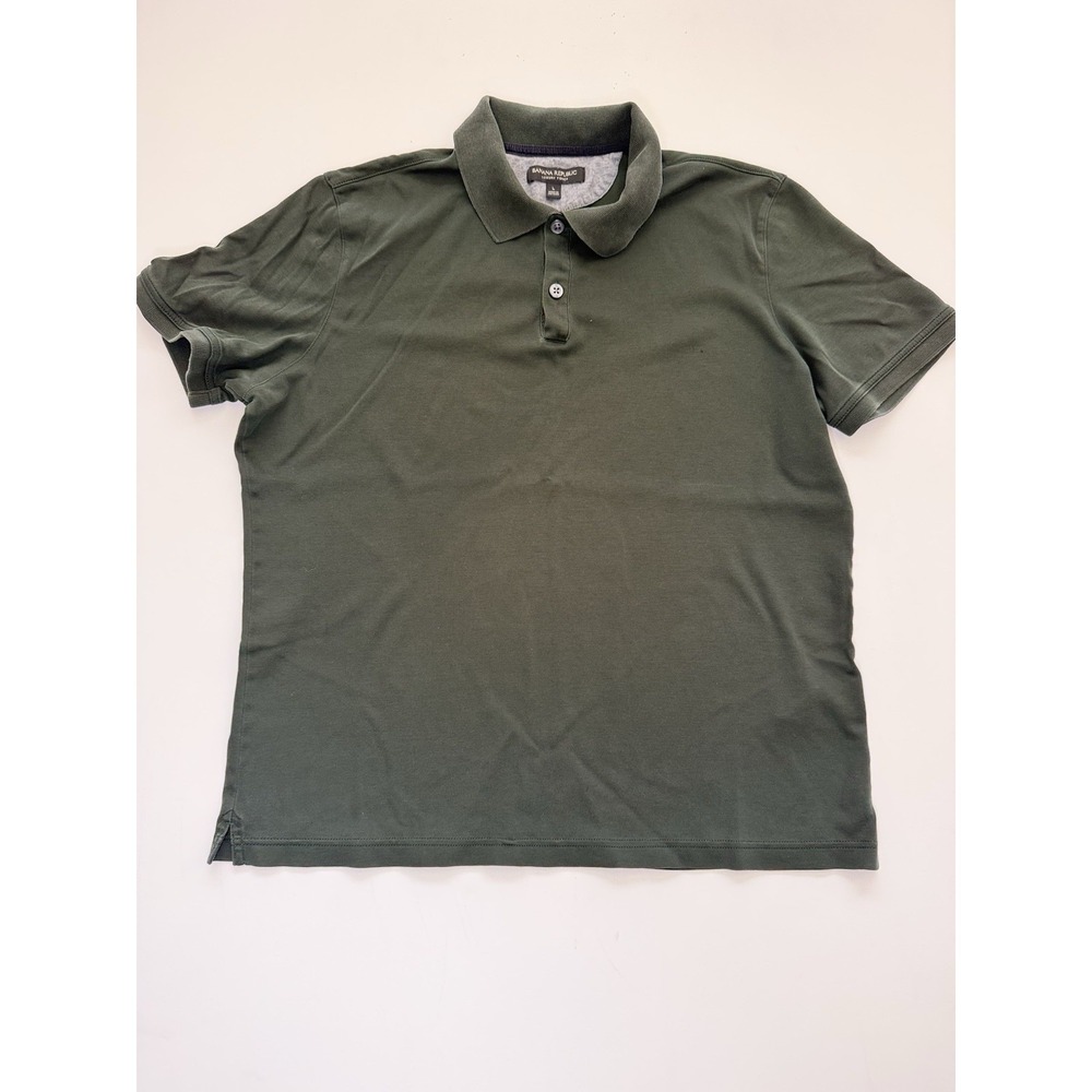 Banana Republic Luxury Touch Men's Green Solid Short Sleeve Polo Shirt L